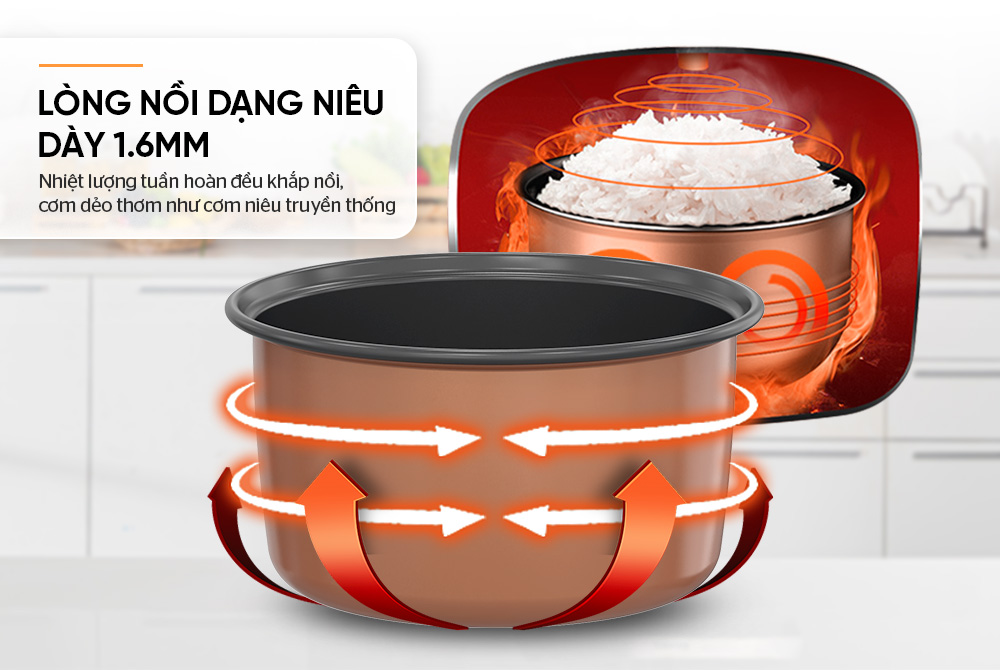 NỒI CƠM ĐIỆN 1.8L SUNHOUSE SHD8611R (700W) - Hàng chính hãng