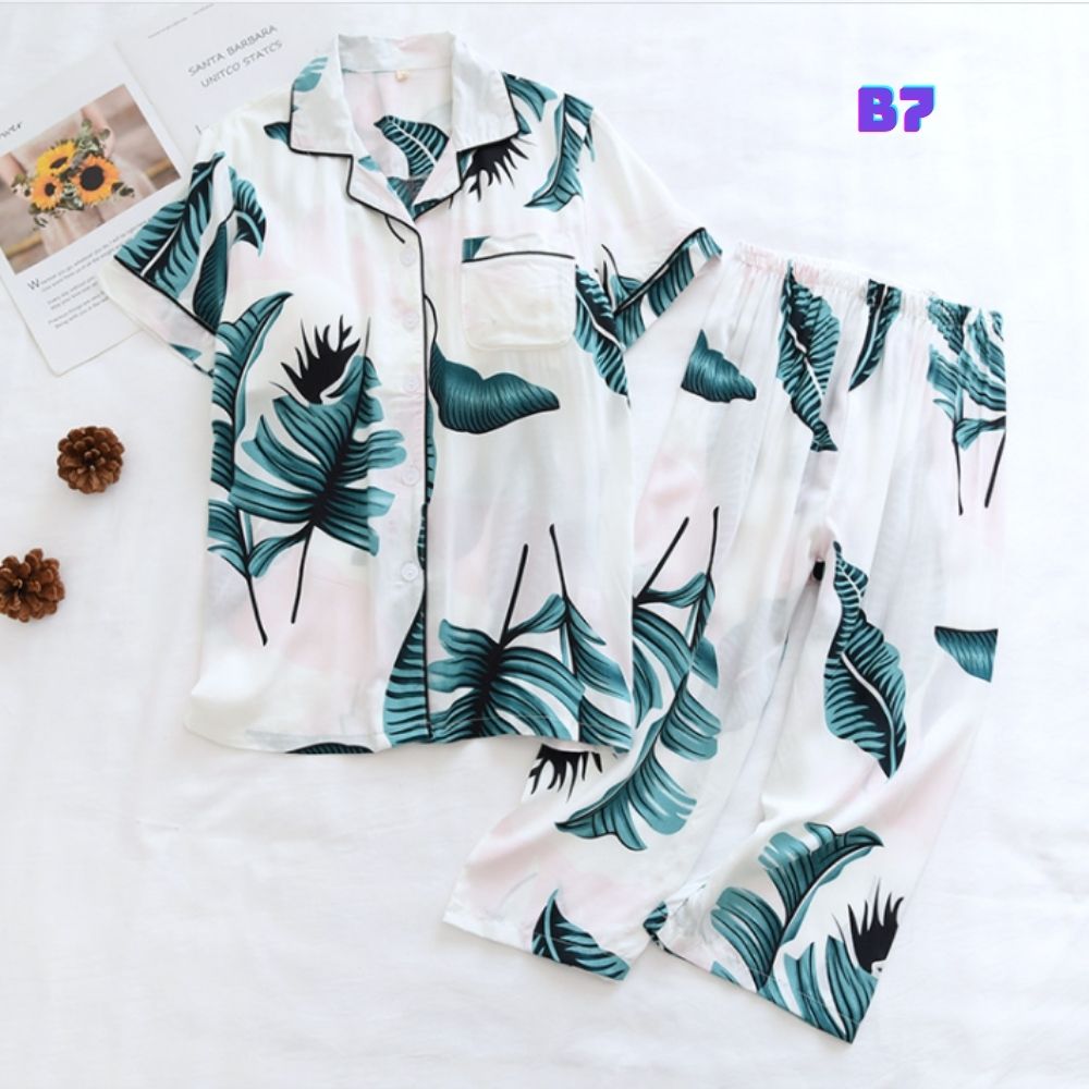 Bộ Đồ Pijama Nữ Mặc Nhà, Quần Áo Ngủ Nữ Ngắn Tay Azuno BN196 Chất Liệu Cotton Lụa Cho Mùa Hè 