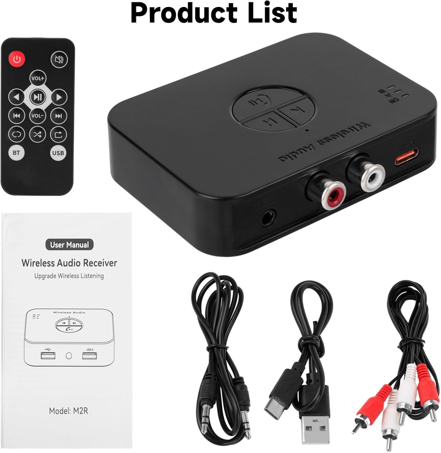 Bộ Thu Bluetooth 5.4 RCA/AUX/USB Cho Loa & Dàn Âm Thanh M2R - Hàng Nhập Khẩu