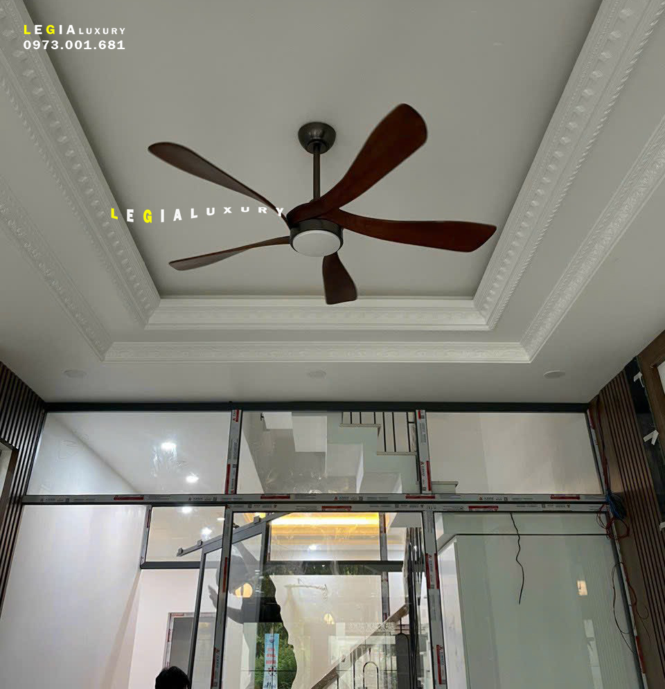 Quạt trần cánh gỗ thật | Quạt trần cổ ngắn | Quạt trần indochine style | Quạt Trần LÊ GIA LGFAN868 { Hàng Chính Hãng