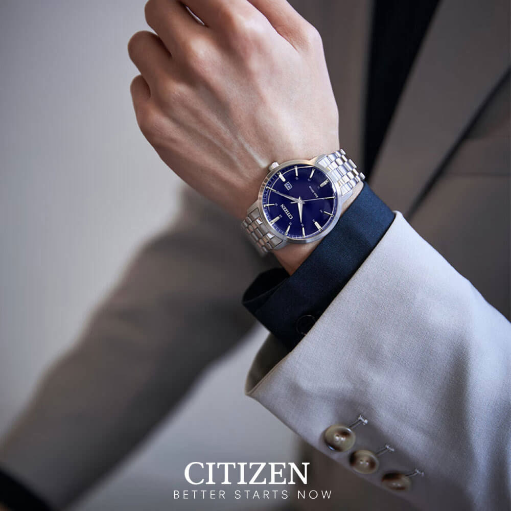 Đồng Hồ Nam Citizen Eco-Drive BM7461-85L - Dây Kim Loại - Kính Khoáng - Mặt Xanh