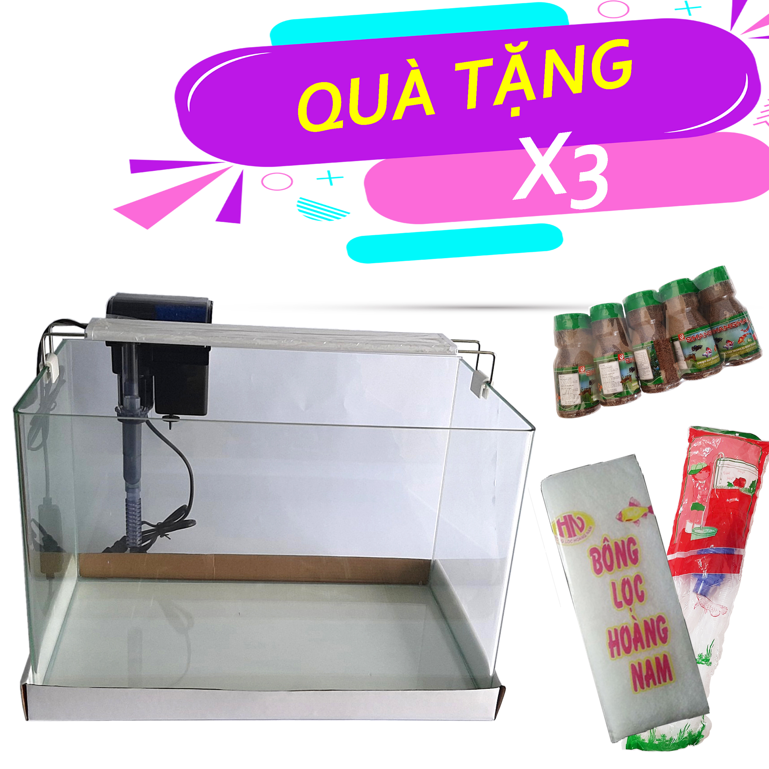 Bể cá mini 45X28X30 cm để bàn kính đúc