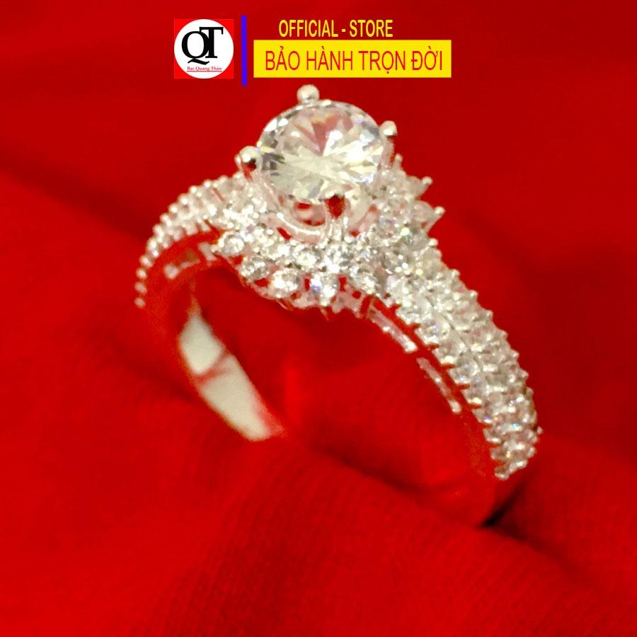 Nhẫn nữ đính đá ổ cao phong cách Hàn Quốc chất liệu bạc ta không xi mạ trang sức Bạc Quang Thản - QTNU76