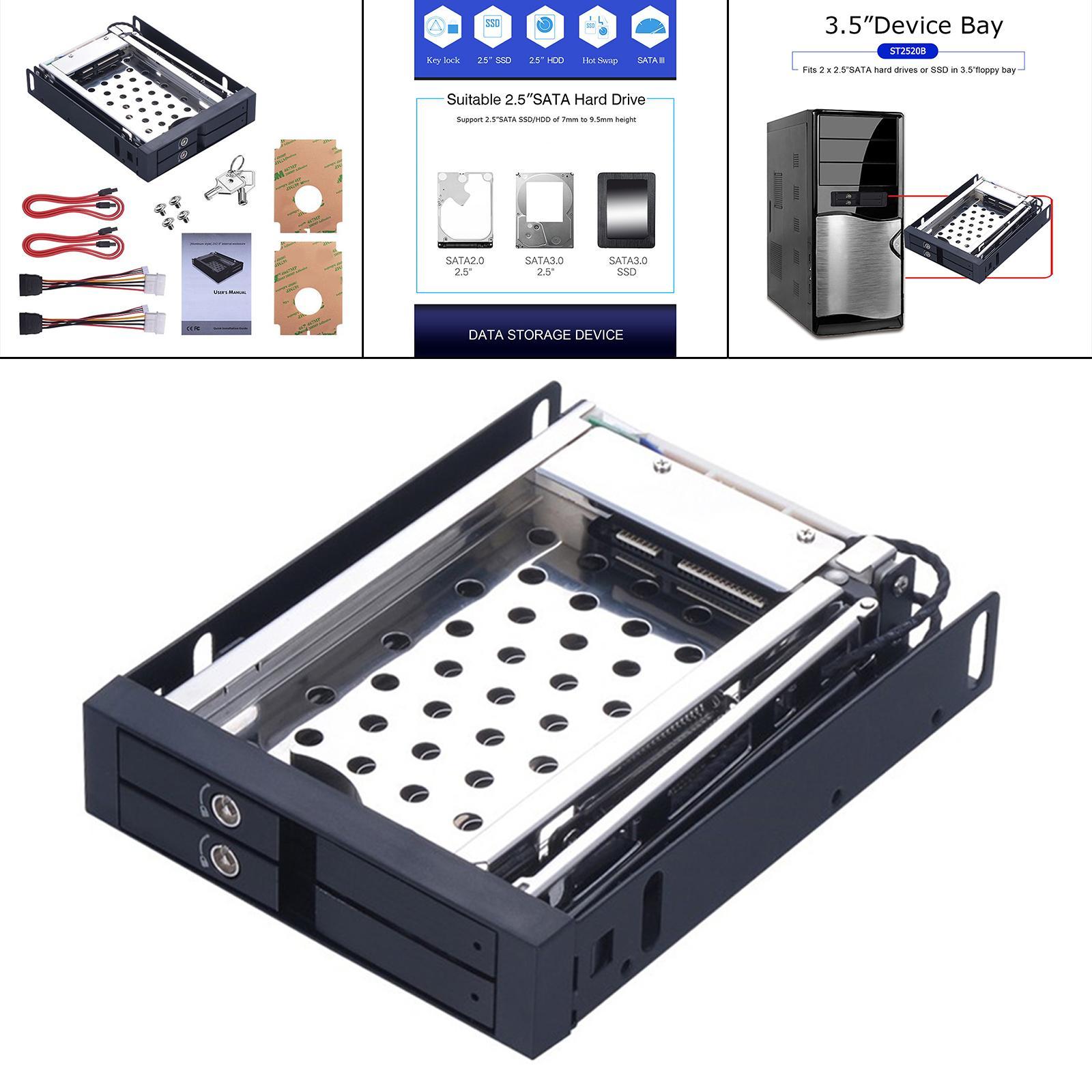 2.5'' SSD to 3.5'' Hard Disk Drive Mounting Bracket Kit SATA Power Cable