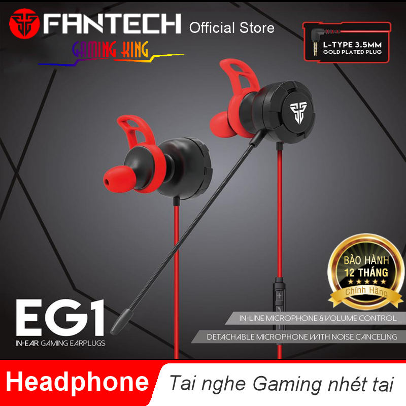 Tai nghe Gaming nhét tai Fantech EG1 dùng cho điện thoại máy tính bảng âm bass siêu trầm và ấm - Hàng chính hãng