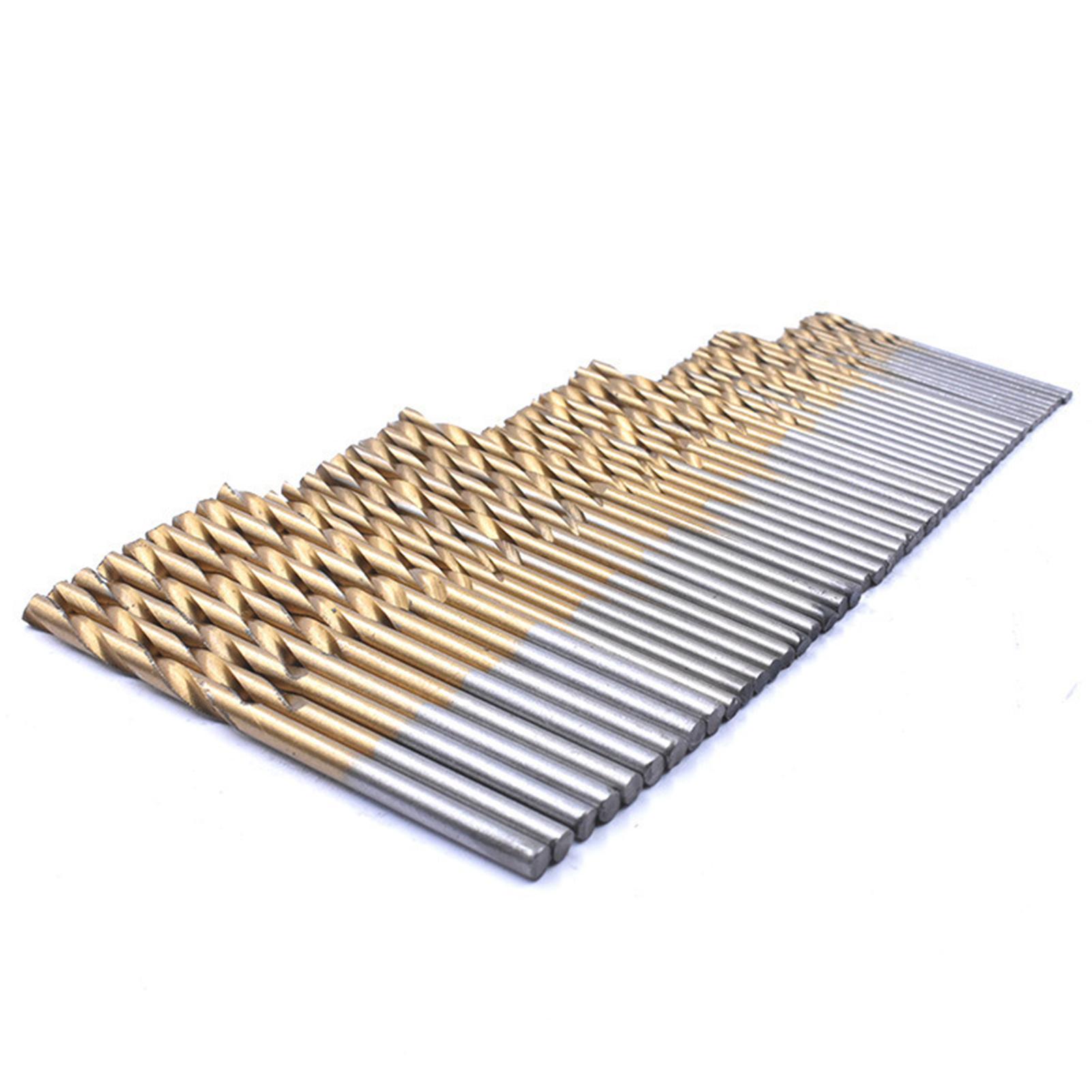 50 mũi khoan xoắn trục thẳng đường kính: 1mm / 1.5mm / 2mm / 2.5mm / 3mm. Thiết kế lưỡi dao 135 độ giúp lấy phôi thuận tiện