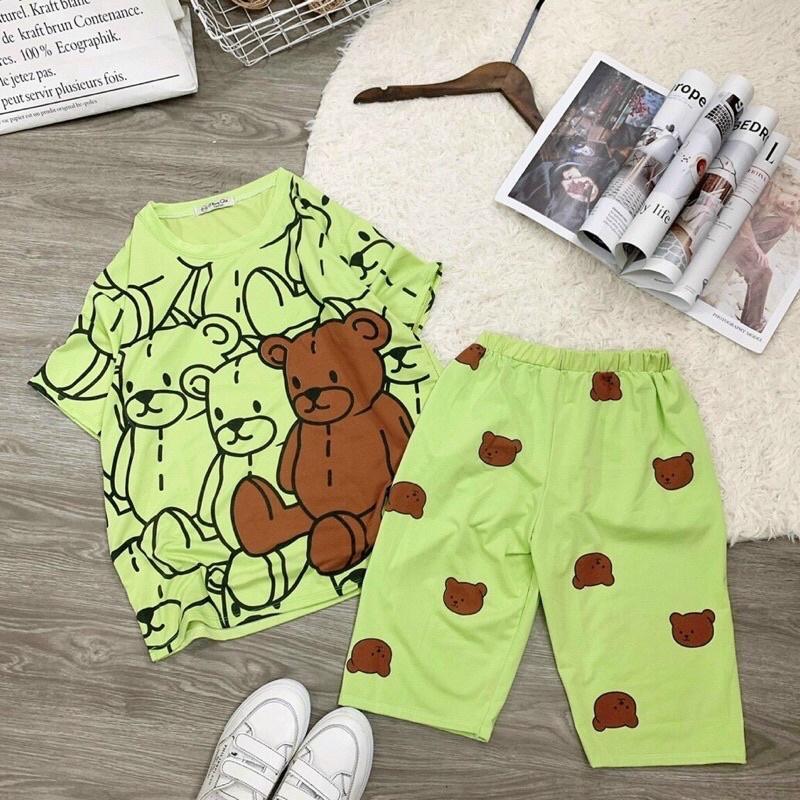Bộ Cotton 3D Lửng Ngố Gấu Dễ Thương