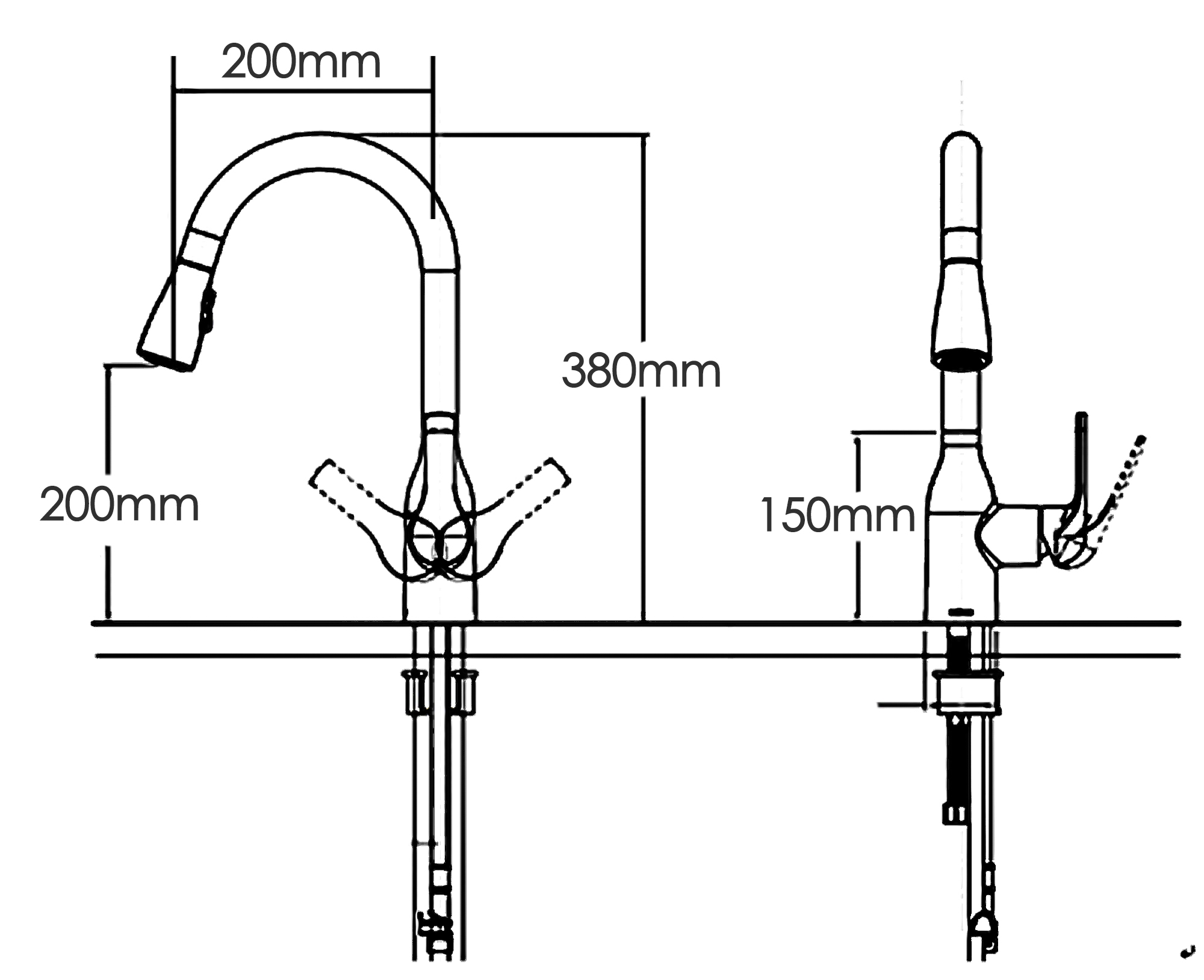 Vòi bếp nóng lạnh dây rút Moen - GN68000