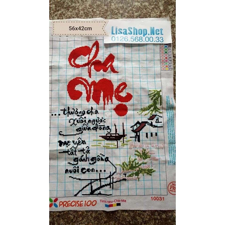 Tranh thêu CHA MẸ đã thêu