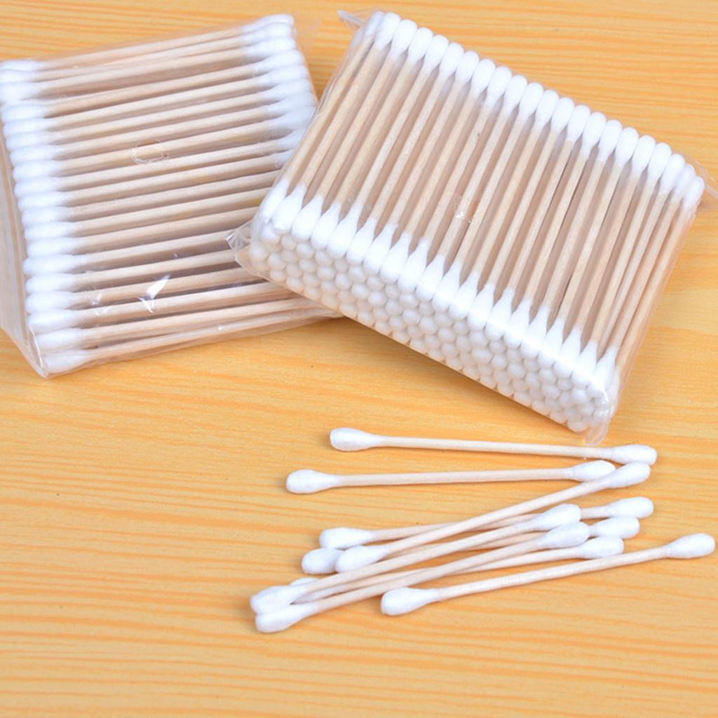 Tăm bông cán gỗ cứng cáp, thân thiện môi trường, bịch 100 que