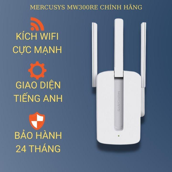 Bộ kích sóng wifi Mercusys MW300re 3 râu cực mạnh, Kich wifi, cục hút wifi, kích sóng wifi - Hàng chính hãng