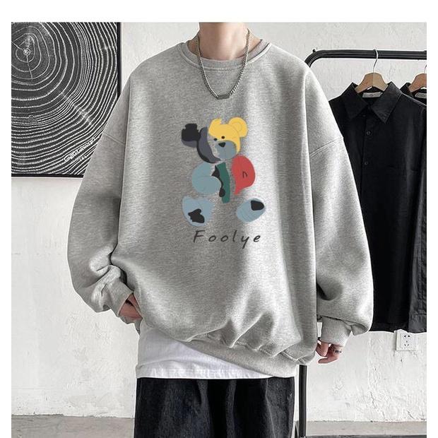 Áo sweater nỉ cổ tròn dài tay nam nữ họa tiết APSR Gấu Foolye