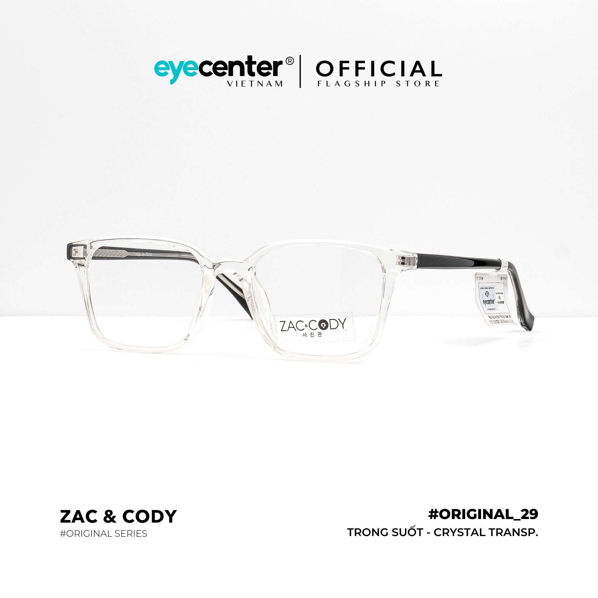 Gọng kính cận nam nữ chính hãng ZAC &amp;amp; CODY B29-S lõi thép chống gãy nhập khẩu by Eye Center Vietnam