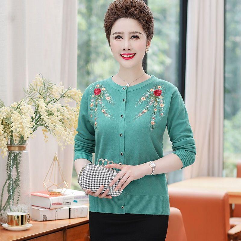 Áo Khoác len trung niên nữ, áo len nữ cardigan mỏng mùa thu