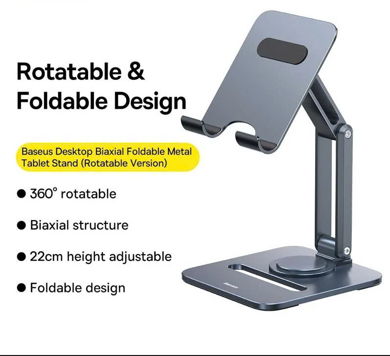 Giá Đỡ Máy Tính Bảng Baseus Desktop Biaxial Foldable Metal Stand Cho iPad Stable Xoay 360° Bằng Kim Loại Có Thể Gập Lại - hàng chính hãng