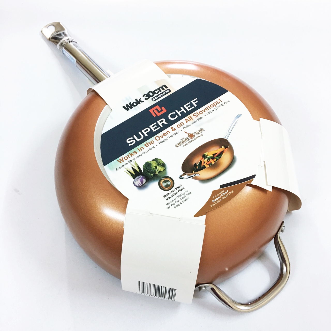 Chảo xào chống dính Hợp kim tráng men đáy từ Tay cầm chống nóng 30cm SC_W1030