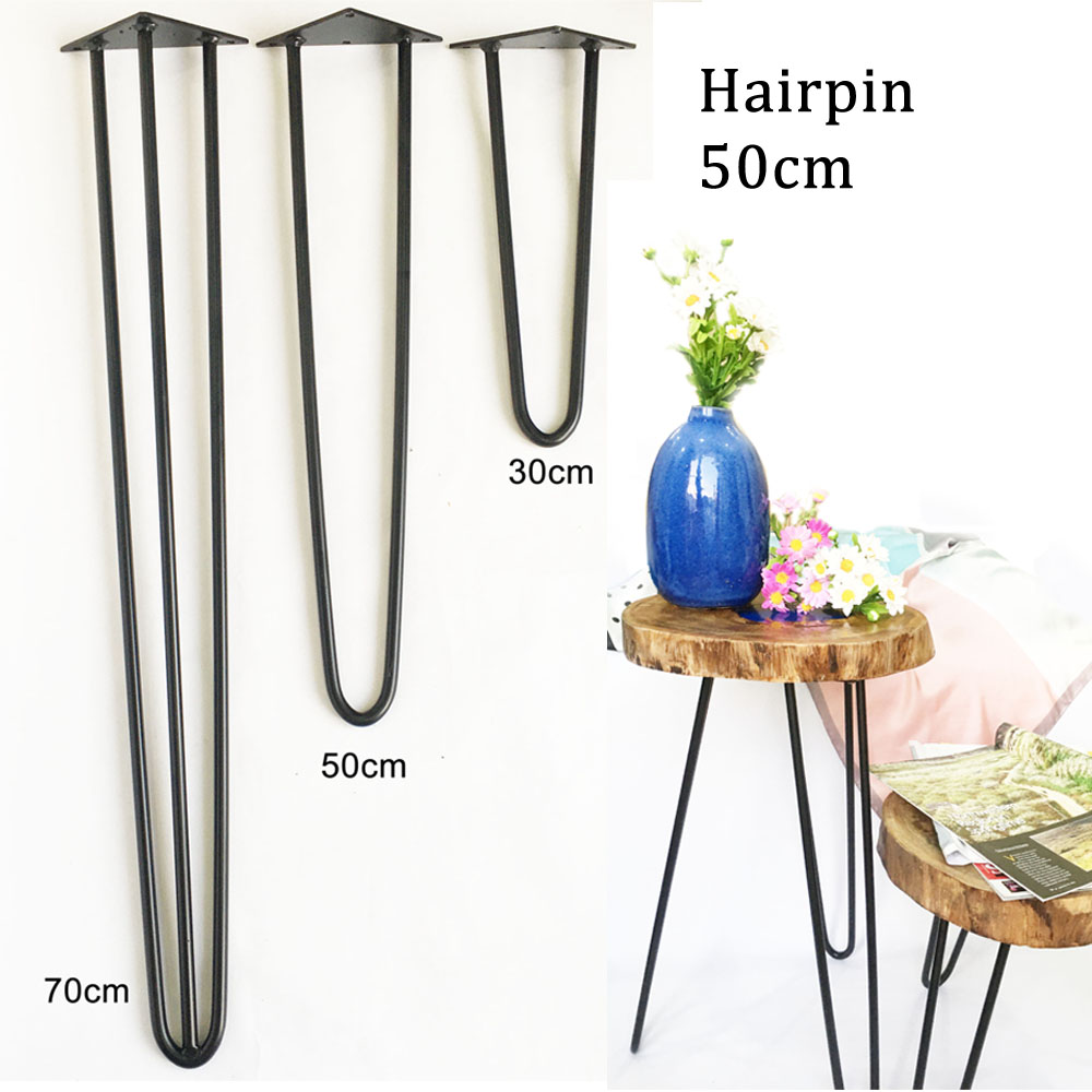 Chân bàn Hairpin Cao 50cm - chân sắt phủ Sơn tĩnh điện cao cấp, nan sắt đặc phi 10mm