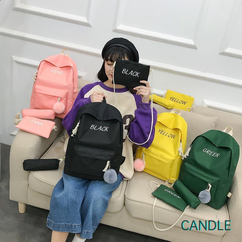 Set 4 Ba Lô Túi Ví Canvas Thời Trang Nữ Tính