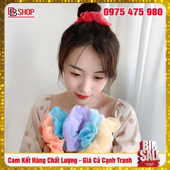 Dây Buộc Tóc Scrunchies Vải Voan Kính Cho Nữ