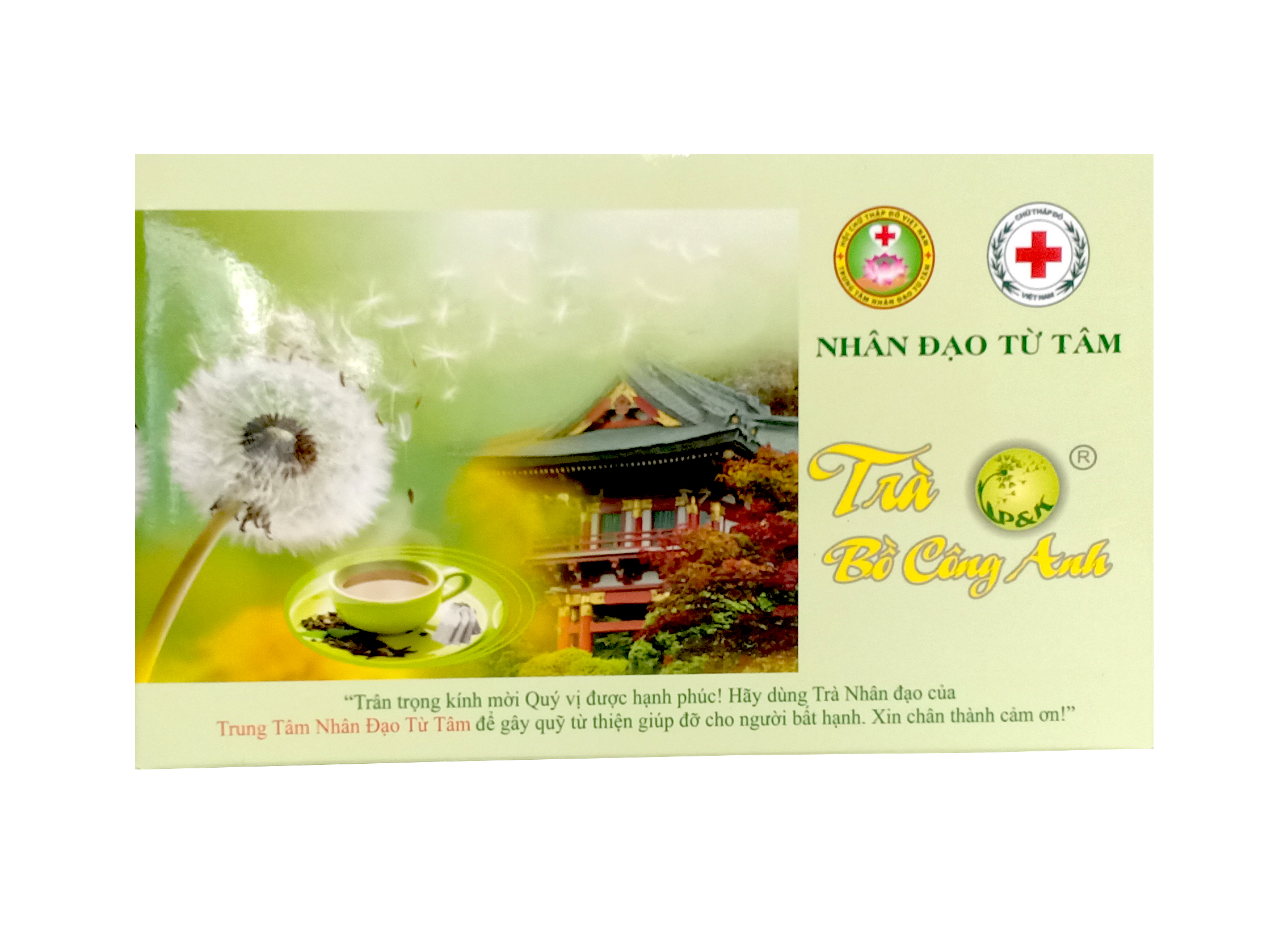 Trà Bồ Công Anh 50 túi lọc P&K - Ngừa ung thư, mát gan, giải độc, giảm viêm họng, ổn định huyết áp, đường máu, thanh lọc cơ thể - Sản phẩm trà Nhân Đạo Từ Tâm