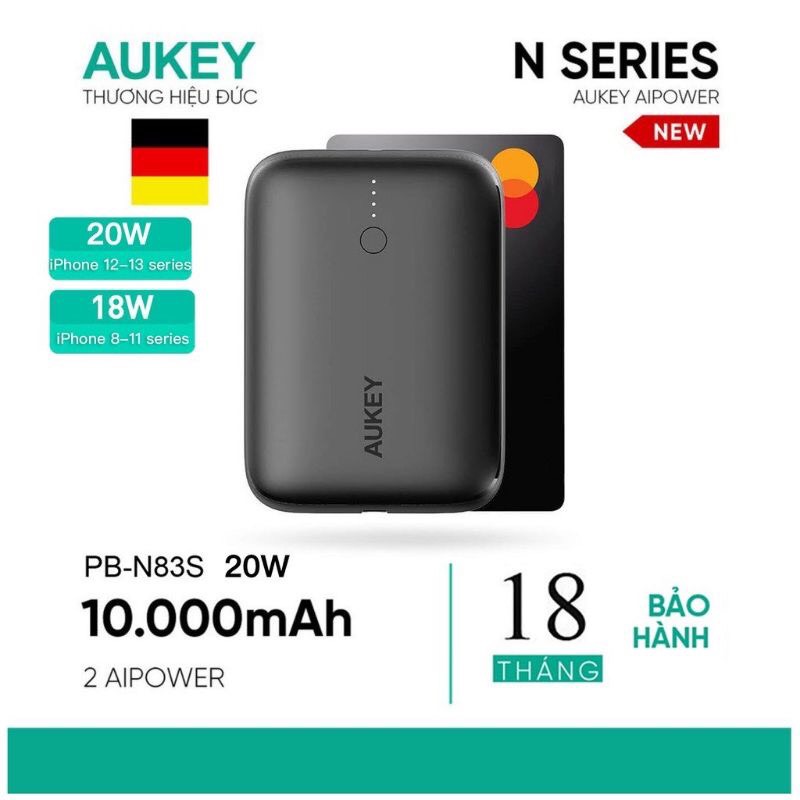 Pin Sạc Dự Phòng Siêu Mỏng 10.000 mAh Aukey PB-N83S -Hàng Chính Hãng