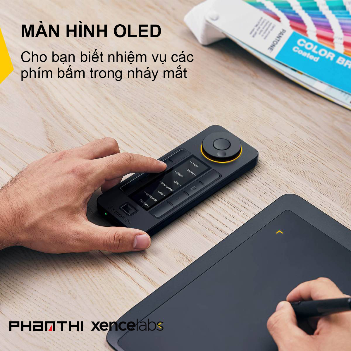 Điều Khiển Remote Xencelabs Quick Keys Không Dây Màn Hình OLED 40 Phím Tắt Và Vòng Dial - Hàng Chính Hãng