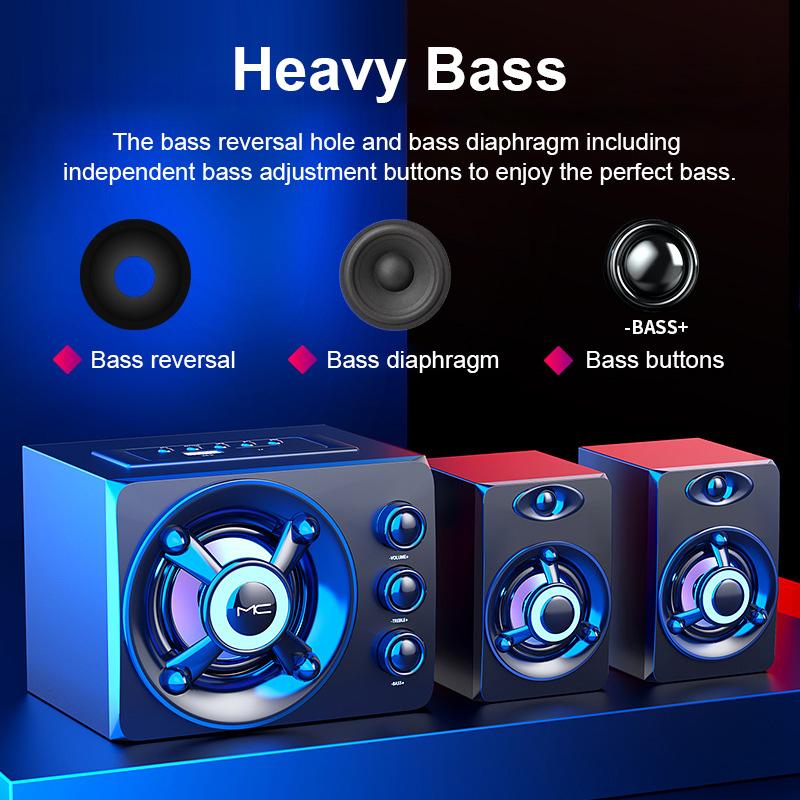 Loa âm thanh nổi HIFI 3D LED đầy màu sắc LIGHT BASS BASS AUX USB WIRED WIRELESS WIRELET AUDIO Nhà hát Nhà
