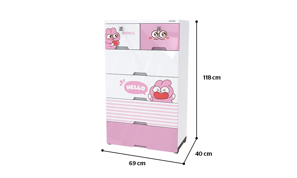 Tủ nhựa trẻ em 6 ngăn Happy Kids SUNHOUSE KS-CA688G6 - Hàng chính hãng