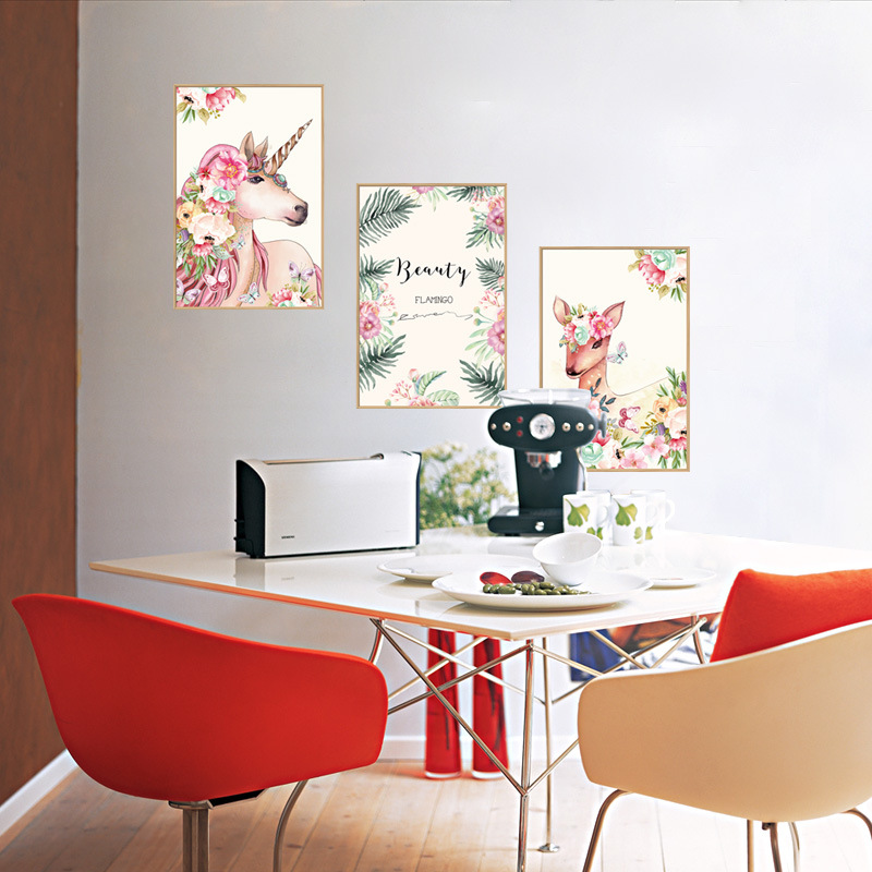 Decal dán tường 3D Flamigo trang trí phòng khách sáng tạo đẹp