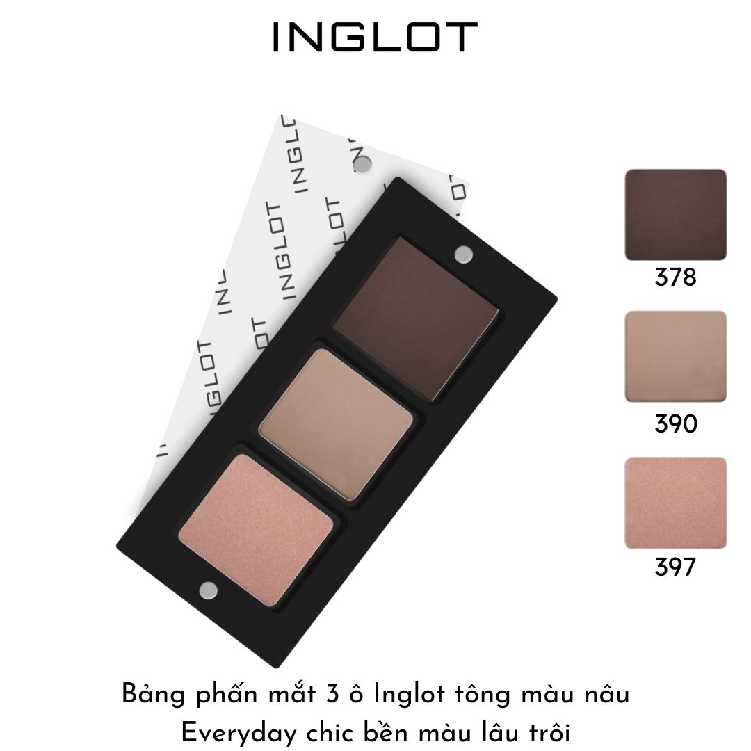 Bảng phấn mắt 3 ô Inglot tông màu nâu Everyday chic bền màu lâu trôi