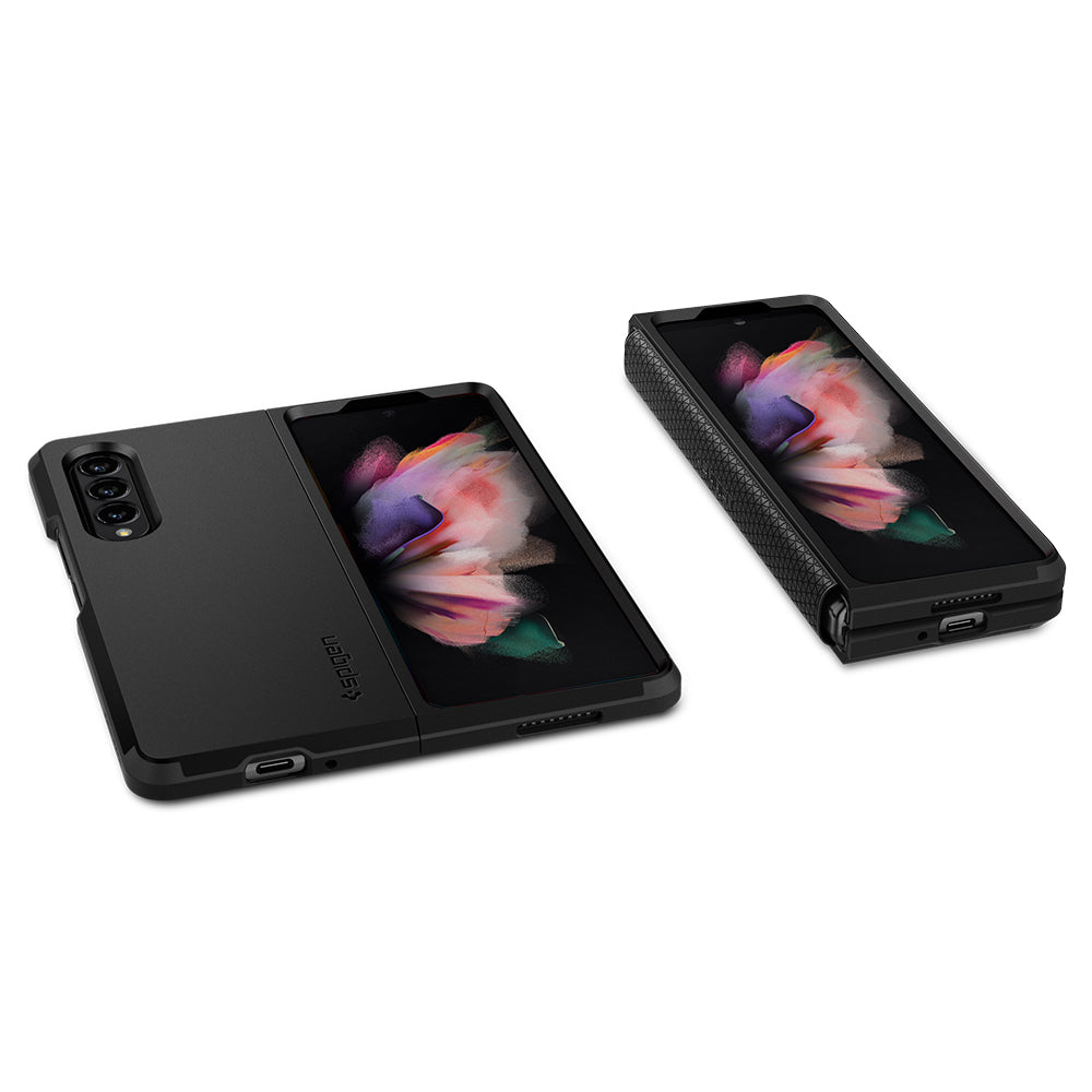Ốp lưng Spigen Tough Armor Black cho Samsung Galaxy Z Fold 3 5G - Thiết kế đẹp mắt, chống sốc, bền bỉ, viền camera cao - Hàng chính hãng