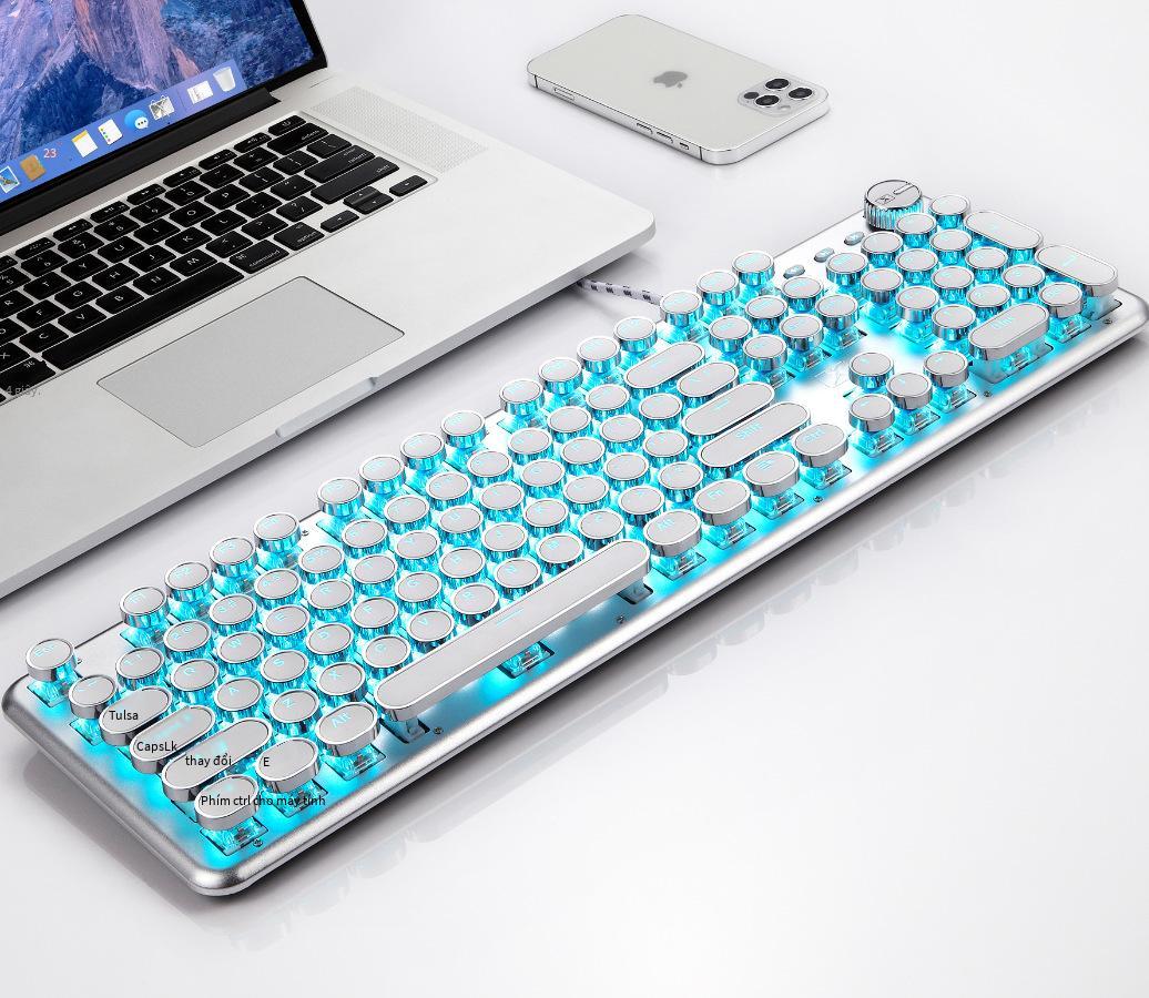Bàn phím cơ chính tả đôi màu trắng xanh Xinmeng 913 đầy đủ phím không bấm lỗ bàn phím cơ trục đặc biệt cao đa chức năng