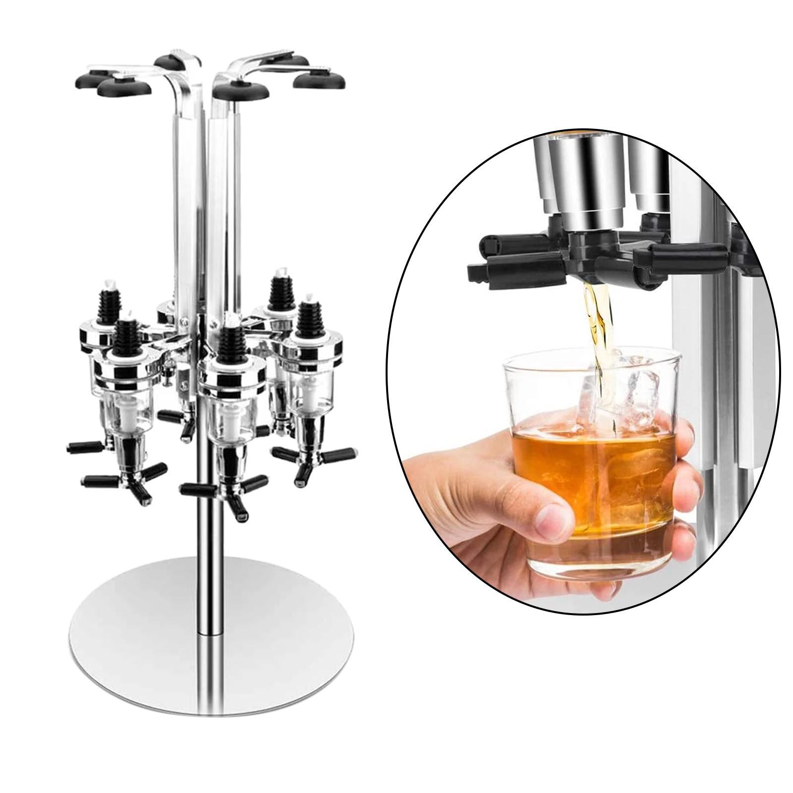 Rotary 6 Bottle Liquor Dispenser Bar Set Butler Holder for Beer Liquor