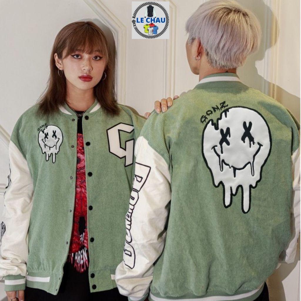 Áo khoác nhung gân tăm chử G unisex ulzzang áo bomber jackets street style nam nữ form rộng rẻ đẹp