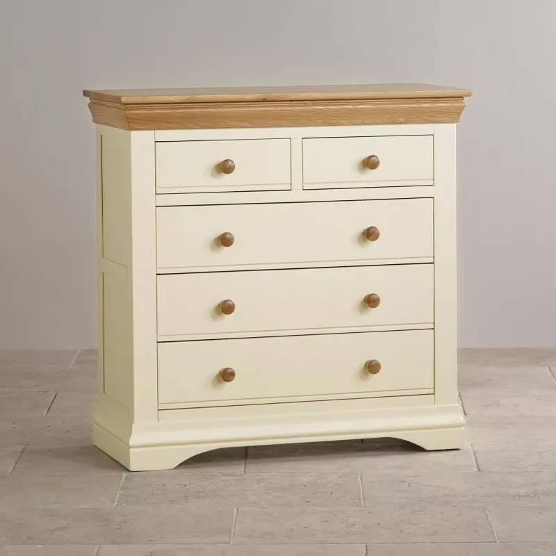 Tủ Ngăn Kéo 3+2 Country Cottage Gỗ Sồi Ibie BSK32COUO - Trắng (100 x 42 cm)