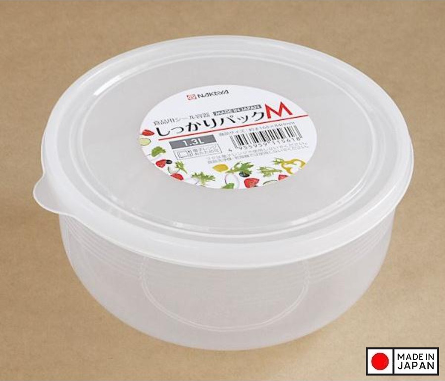 Bộ 3 hộp đựng thực phẩm sạch , đồ khô loại tròn có nắp 1.3L - Hàng nội địa Nhật