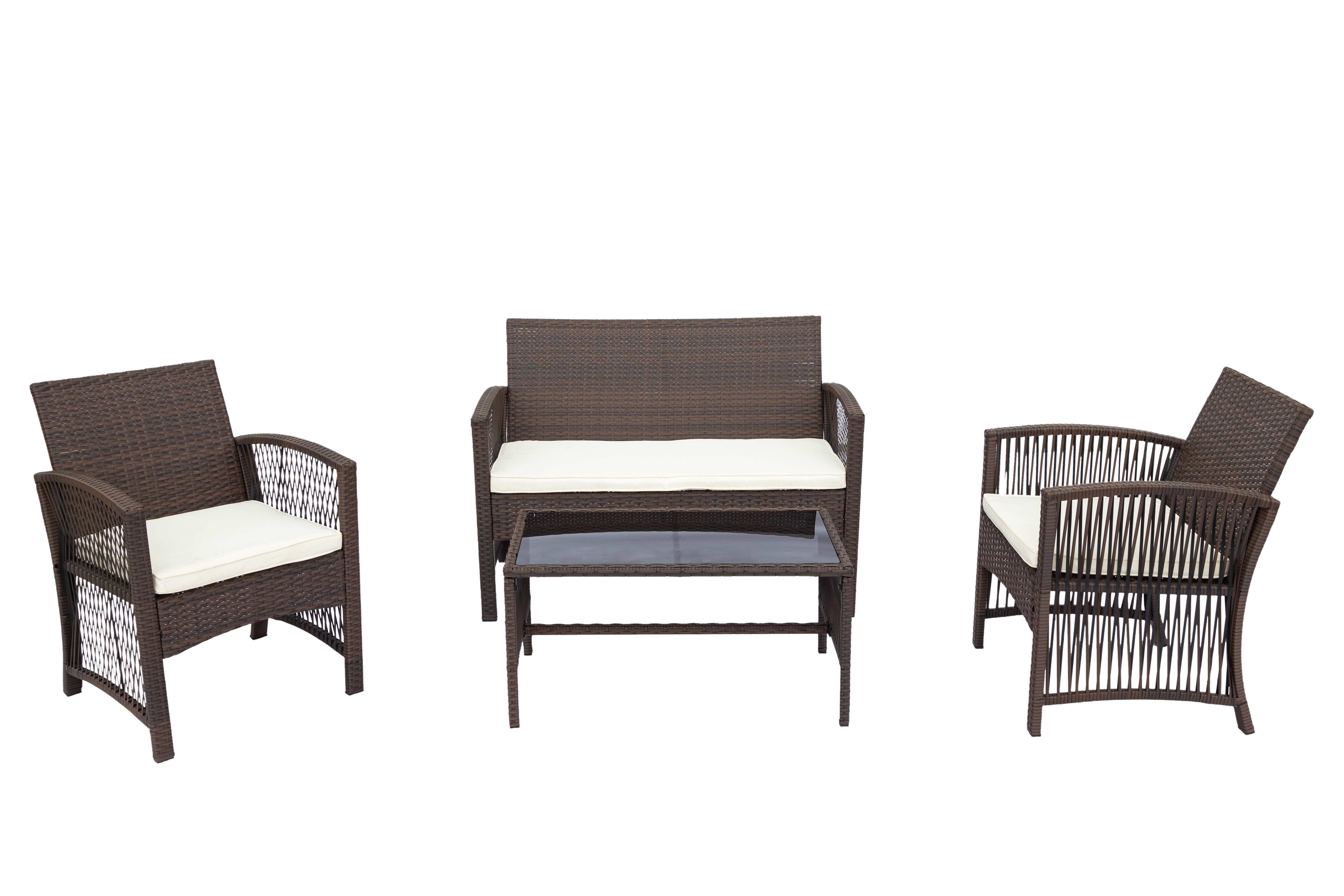 WEGO Brown - Bộ bàn ghế sân vườn/ Ban Công/ Hồ bơi -  3 GHẾ NGỒI // Outdoor Furniture Rattan Chair Set Rattan Sofa 3 Seater Garden Table and Chair