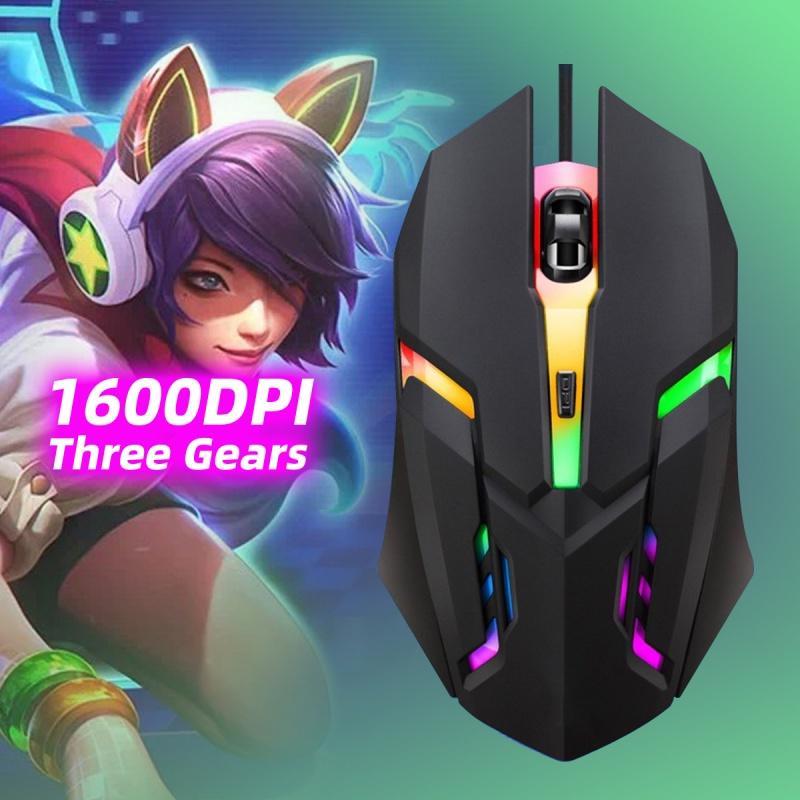 Chuột quang chơi game ANKNDO có dây tích hợp và đèn nền 7 màu RGB không gây tiếng ồn dành cho laptop và PC