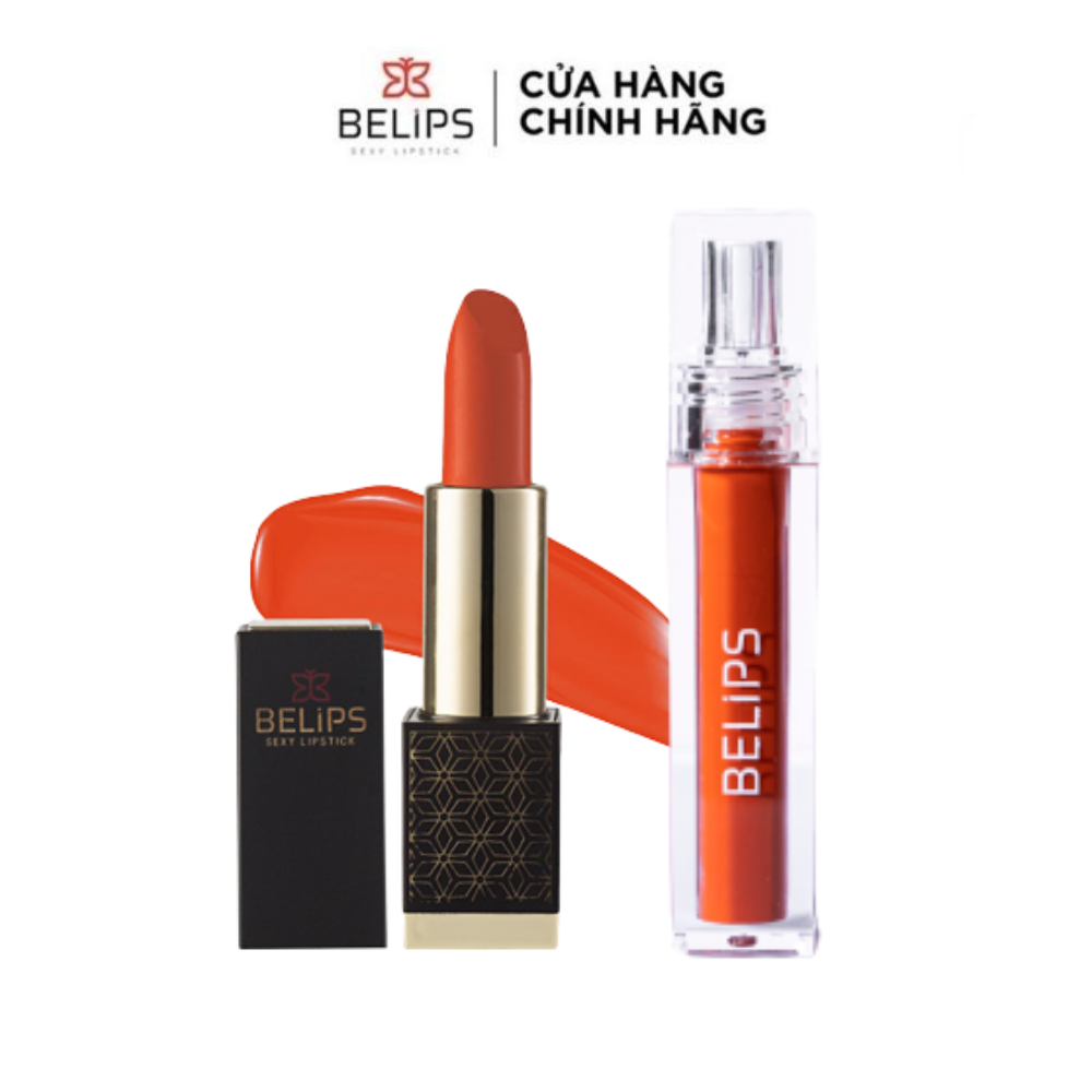 Bộ đôi son thỏi Belips Sexy Lipstick 09 Juliette Red + son kem lì Belips City At Night C03 Night Party