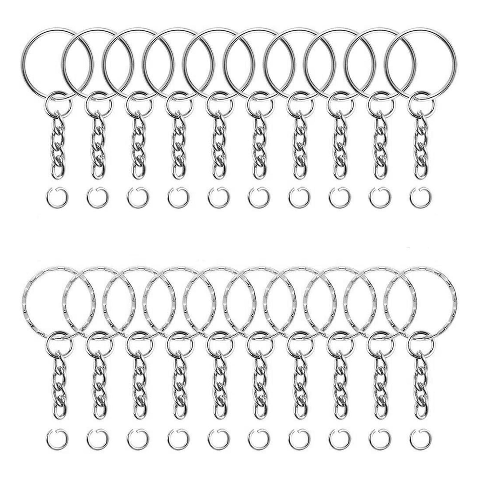 100Pcs Keyring Rings Key Chain Metal Split Key Rings with Chain and Open Jump Rings and for DIY Crafts Jewelry Making, 25 mm Diameter