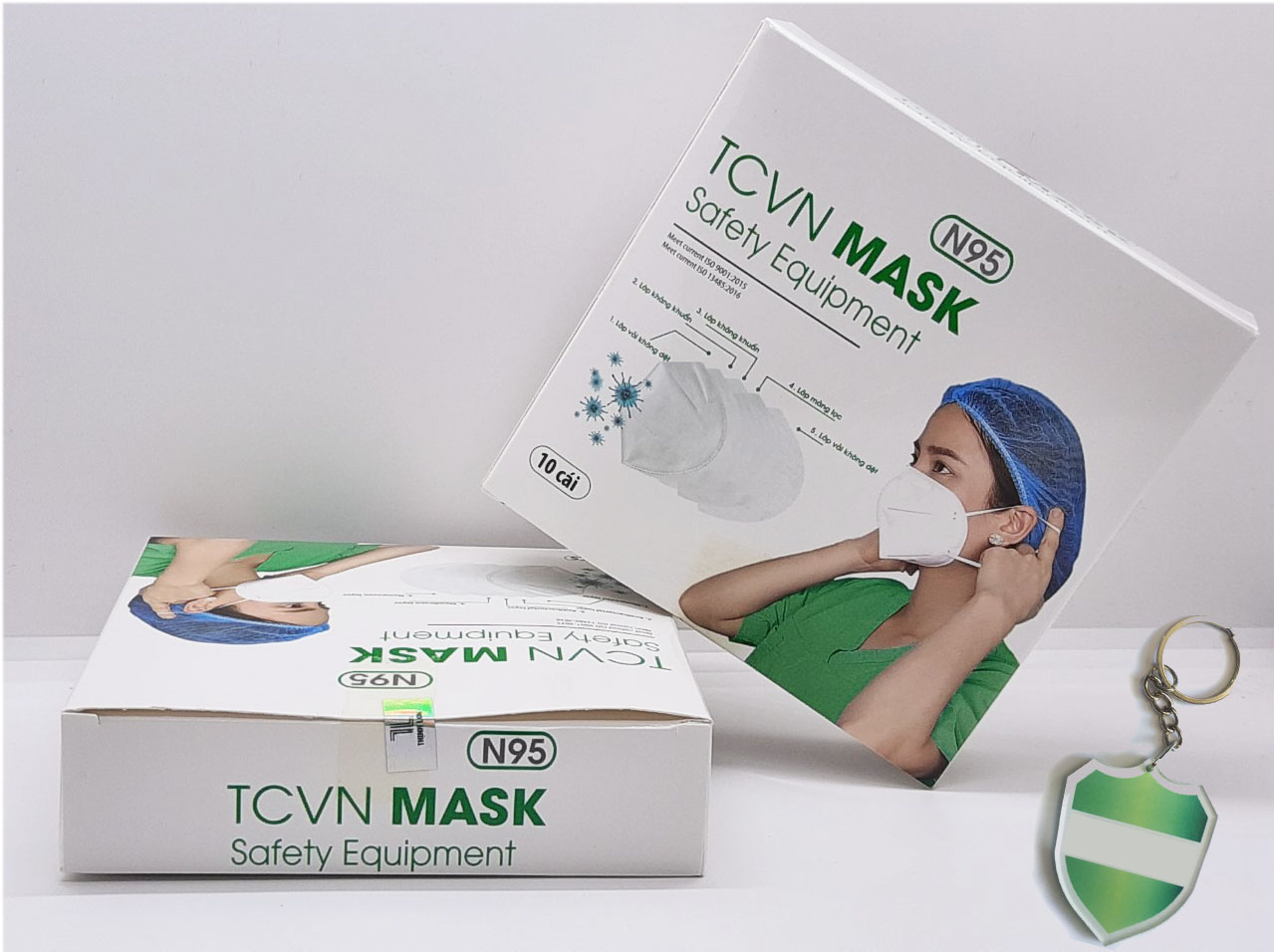 3 cái Khẩu trang N95 Pro Mask kháng khuẩn, chống bụi siêu mịn pm2.5 ,  vải không dệt, màu trắng , tặng 1 móc treo khóa mica