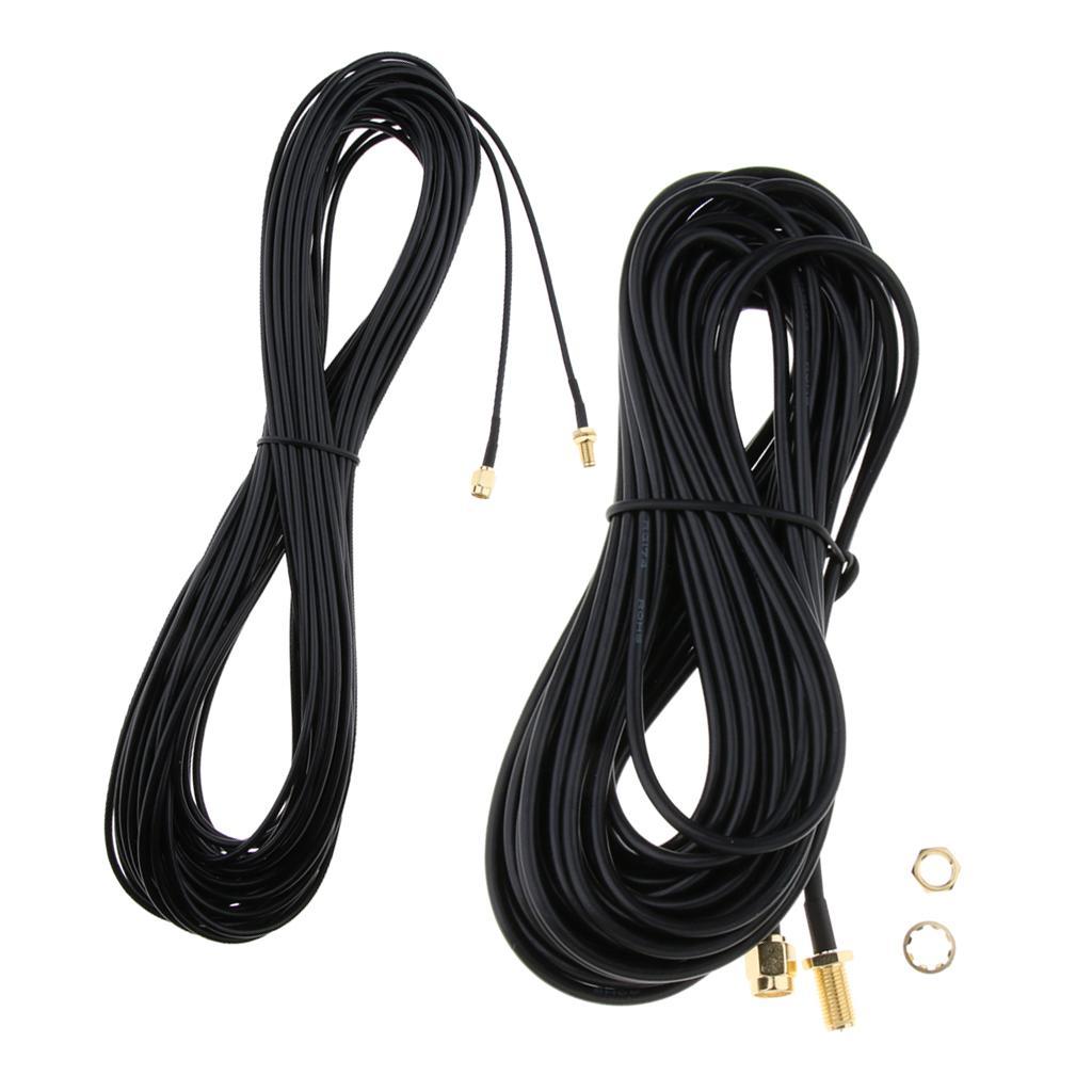 2x RG174 RP-SMA Male to Female Extension Cable 50Ohm for WLAN Wifi Antenna