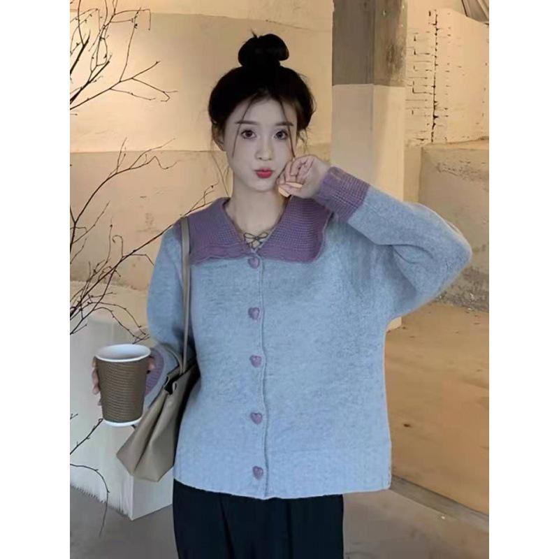 Hàng Sẵn_ Áo len cardigan dày dặn phối màu Hadu shop