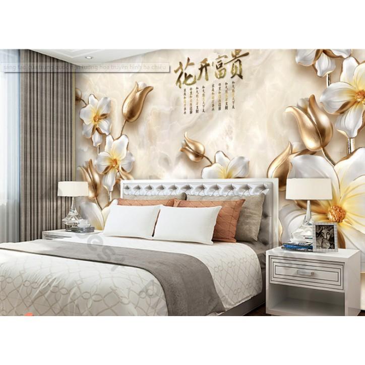 Tranh dán tường Tranh phòng khách phòng ngủ hiện đại dán tường - Hoa Ngọc Lan Kim