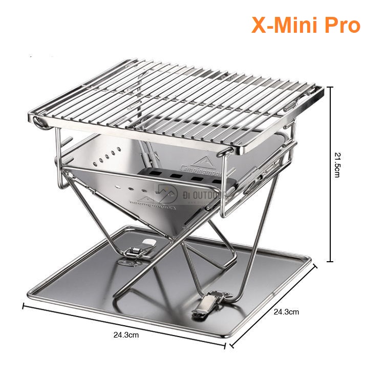 Bếp Nướng Than CampingMoon X-MINI PRO Xếp Gọn 1- 2 Người Thép Không Gỉ