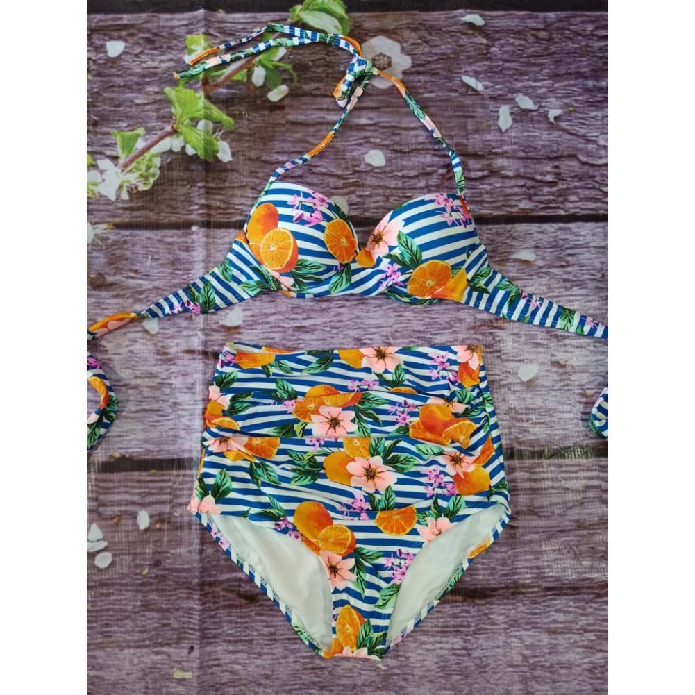 Bikini, Đồ Bơi Hai Mảnh Đi Biển Đẹp Quần Cạp Cao Mút Dày Nâng Ngực VATIXA BKN13