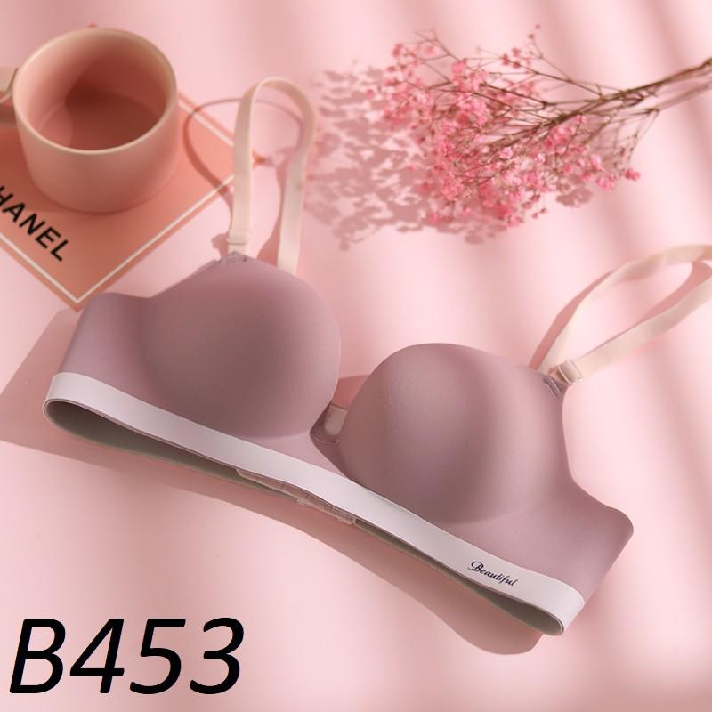 Áo Lót Nữ Đúc Su Không Gọng Nâng Ngực Chất Mịn Cao Cấp B453 - Hồng đậu,32/70B