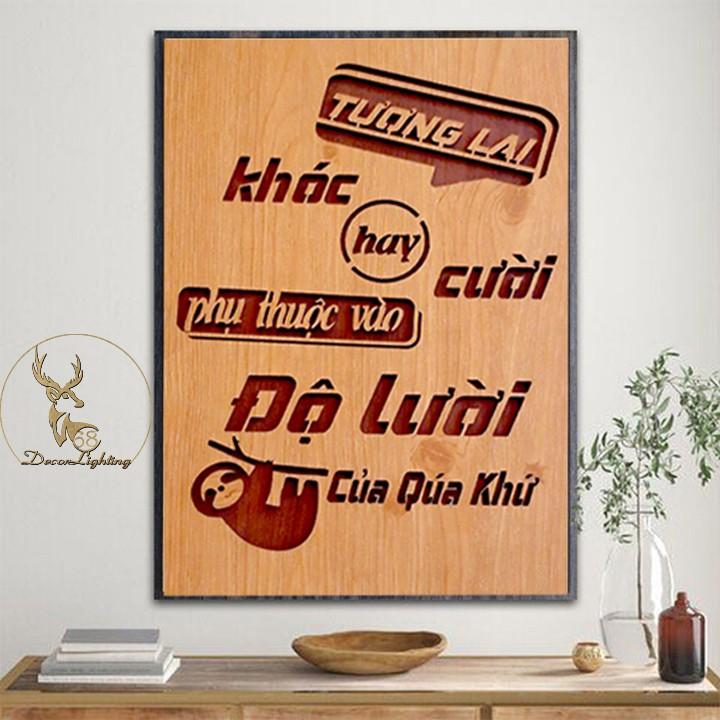 Tranh Gỗ ,Tranh dán tường , tranh treo tường tạo động lực câu slogan Tương lai - Quá Khứ LP0381