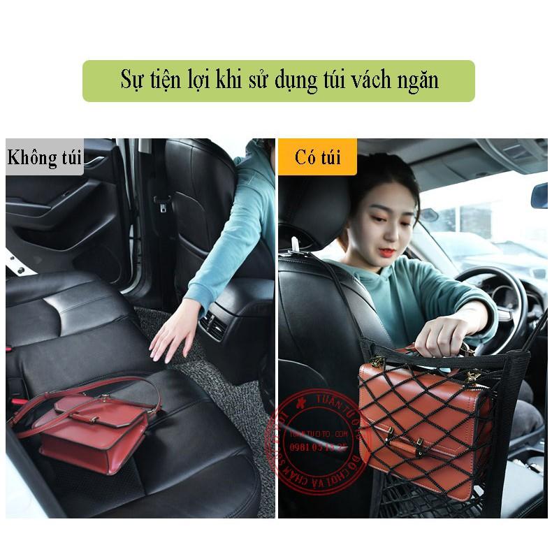 Túi lưới đựng đồ kiêm vách ngăn trên ô tô