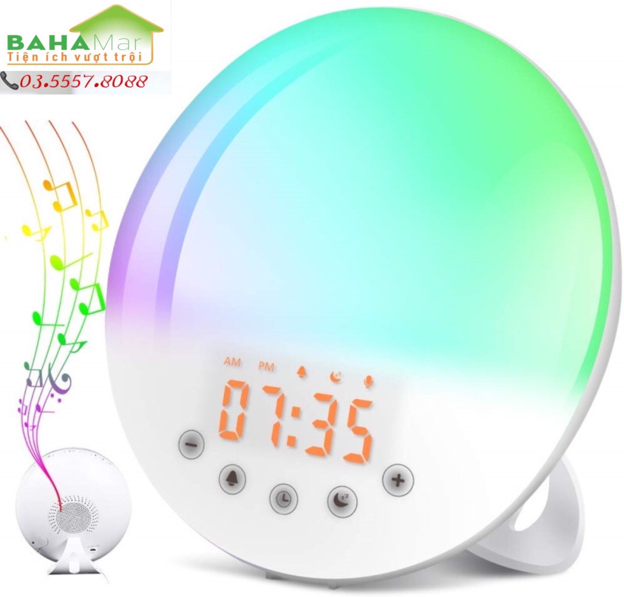 ĐÈN LED MẶT TRỜI BÁO THỨC NGHE NHẠC GHI ÂM ĐỔI MÀU BAHAMAR đa năng rất tiện ích cho cuộc sống